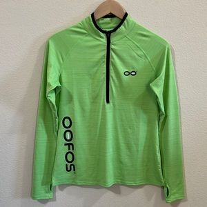 Oofos Feel The OO Women Small Tennis Running Lime Green‎ 1/4 Zip Top
